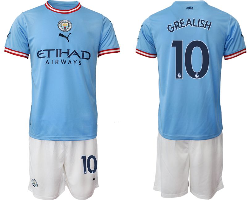 Men 2022-2023 Club Manchester City home blue #10 Soccer Jersey